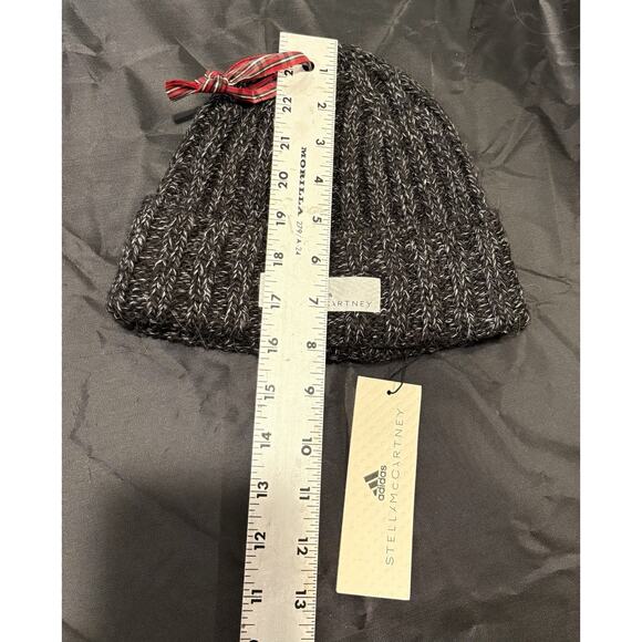 Stella McCartney x Adidas Hat Beanie Unisex Black & White Ribbed One Size Wool - Picture 2 of 4